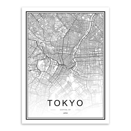 Black and White Tokyo Map