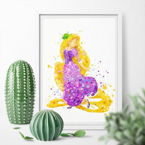 Disney's Princess Rapunzel Watercolor Canvas Painting