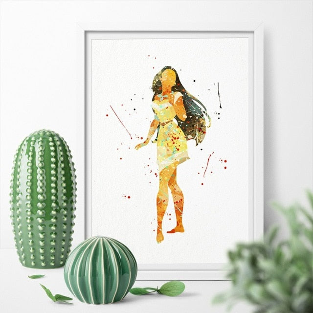 Disney's Princess Pocahontas Watercolor Canvas Painting