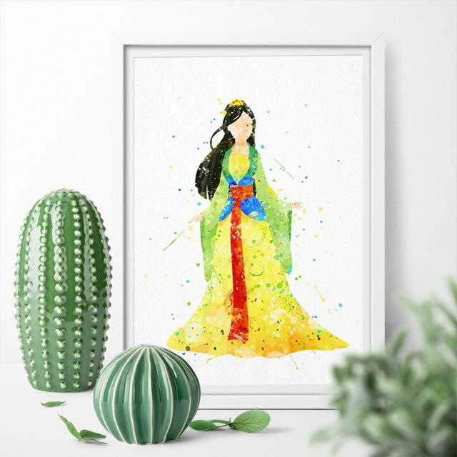 Disney's Princess Mulan Watercolor Canvas Painting