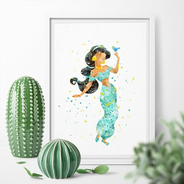 Disney's Princess Jasmine Watercolor Canvas Painting