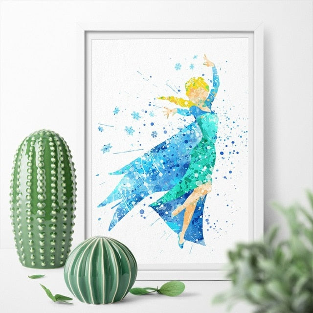 Disney's Princess Elsa Watercolor Canvas Painting