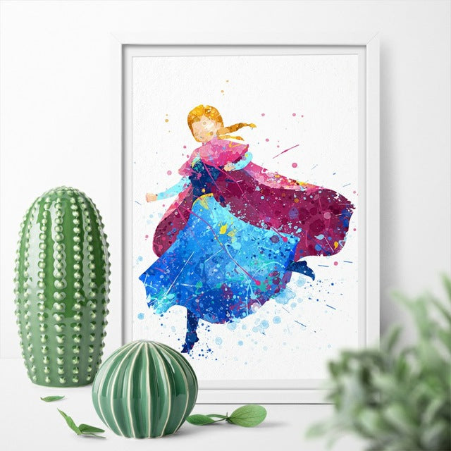 Disney's Princess Anna Watercolor Canvas Painting