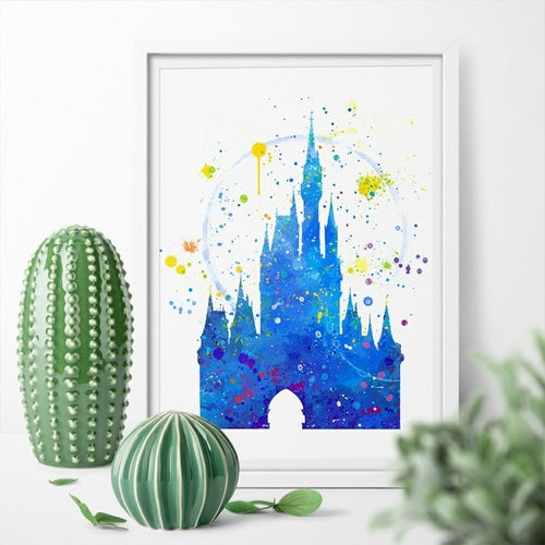 Disney's Magic Kingdom Watercolor Canvas Painting