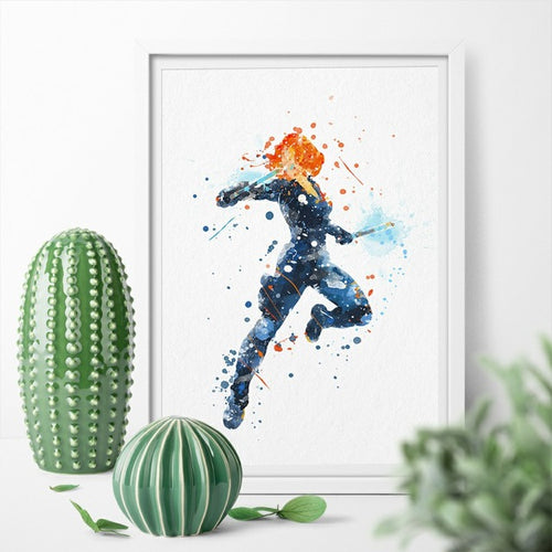 Marvel's Avenger Black Widow Watercolor Canvas Painting