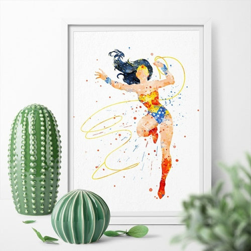 DC's Justice League Wonder Woman Watercolor Canvas Painting