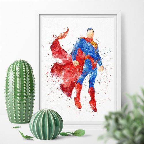 DC's Justice League Superman Watercolor Canvas Painting