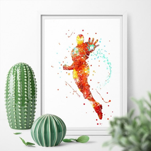 Marvel's Avenger Iron Man Watercolor Canvas Painting